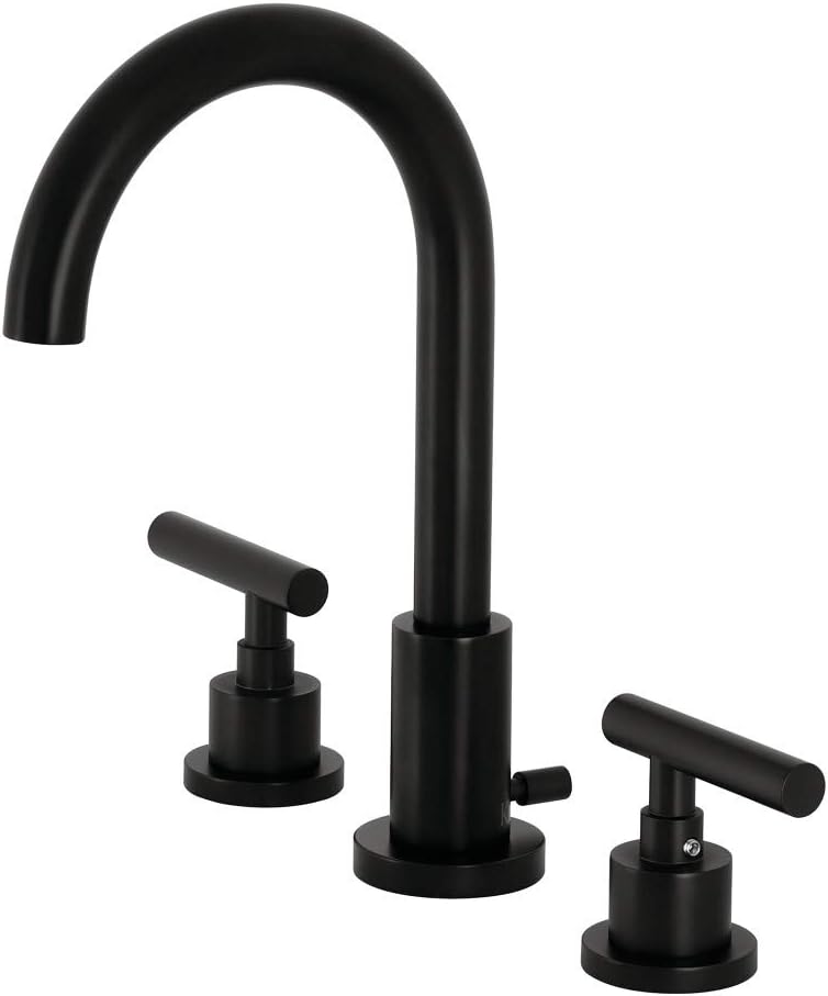 Kingston Brass FSC8920CML Manhattan Widespread Bathroom Faucet with Pop-Up Drain, Matte Black