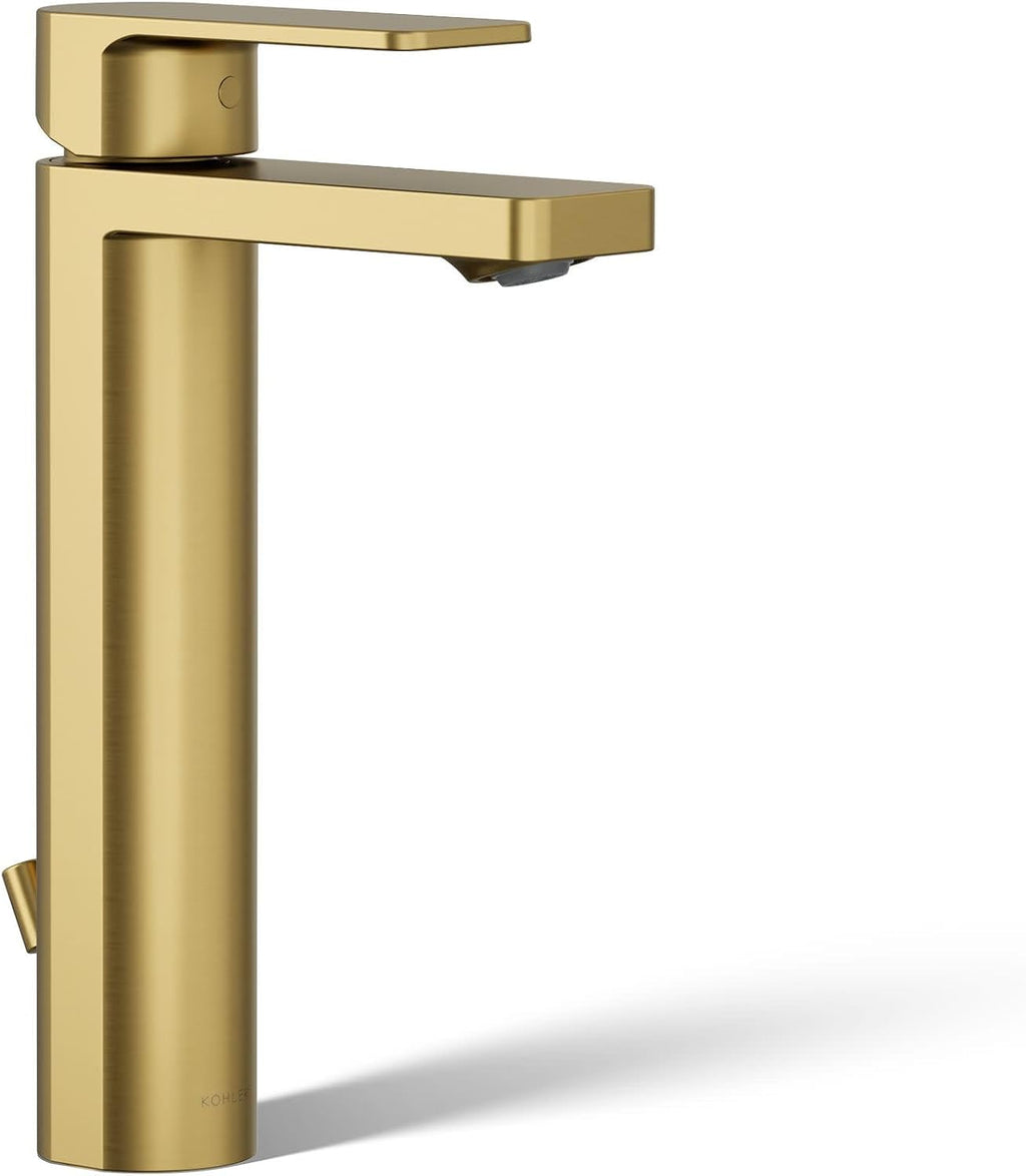 Kohler K-23475-4K-2MB Parallel Tall Single Handle Bathroom Sink Faucet, 1.0 GPM, Vibrant Moderne Brushed Brass
