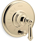 KOHLER T72768-4-AF Artifacts Rite-Temp Pressure-Balancing Valve Trim With Push-Button Diverter And Lever Handle in Vibrant French Gold