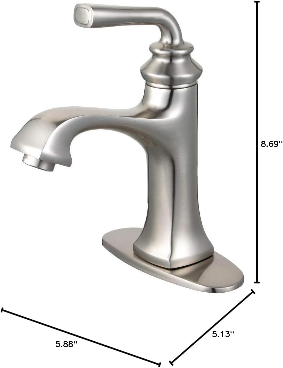 Fauceture LS4428RXL Restoration Single-Handle Bathroom Faucet with Push-Up Drain and Deck Plate, Brushed Nickel