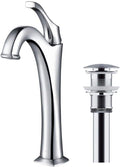 KRAUS KBF-1201CH Arlo Single Handle Basin Bathroom Faucet with Lift Rod Drain and Deck Plate, Chrome