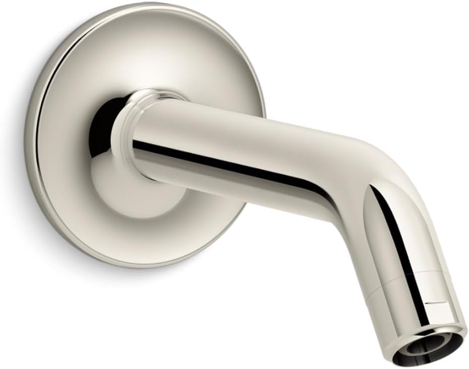 KOHLER 933-SN Purist Shower Arm and Flange, Showerhead Fittings, 1/2-14 NPT Connection, Fits any KOHLER Showerhead, Vibrant Polished Nickel
