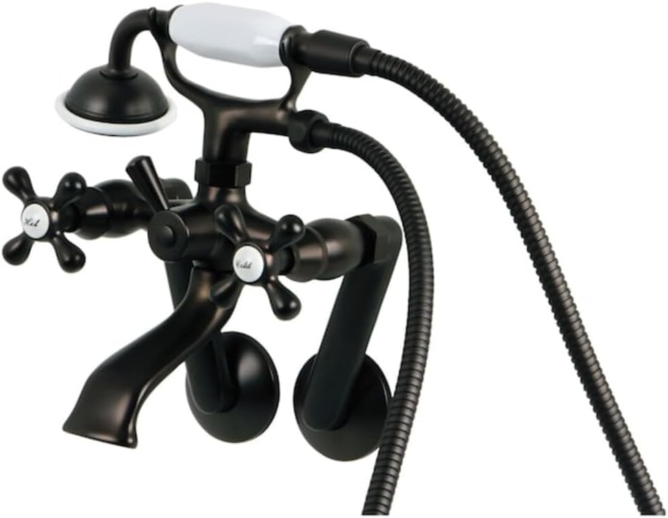 Kingston Brass KS269ORB Vintage Wall Mount Clawfoot Tub Filler with Hand Shower, Oil Rubbed Bronze , Oil-Rubbed Bronze 9.13 x 7.5 x 6