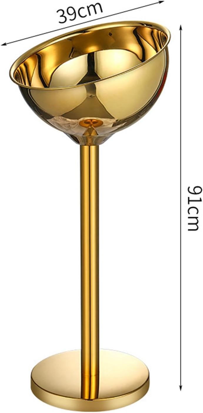 Vaveren Champagne Ice Bucket Wine Bucket on Stands Easy to Clean and Move Ice Bucket with Stand Standing Ice Bucket for BBQ KTV, Gold