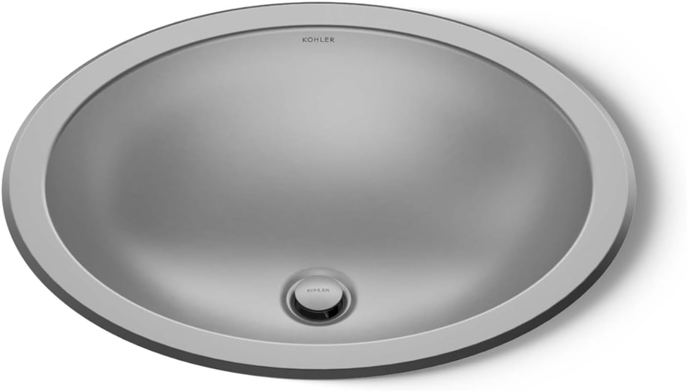 KOHLER K-2608-SU-NA Bachata Drop-In/Undermount Bathroom Sink with Luster Finish, Without Overflow, Stainless Steel