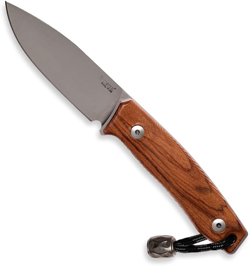 LionSTEEL M1 Bushcraft Fixed Blade Knife, M390 Sintered Steel Blade, Leather Sheath