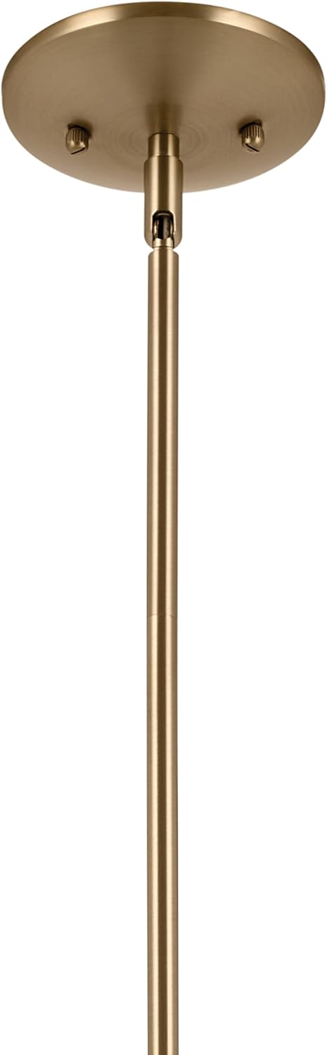 Kichler Deela Single Pendant Light Fixture for Kitchen Island with Satin Etched Cased Opal Glass in Champagne Bronze, Modern Hanging Lamp (7' x 17'), 52529CPZ