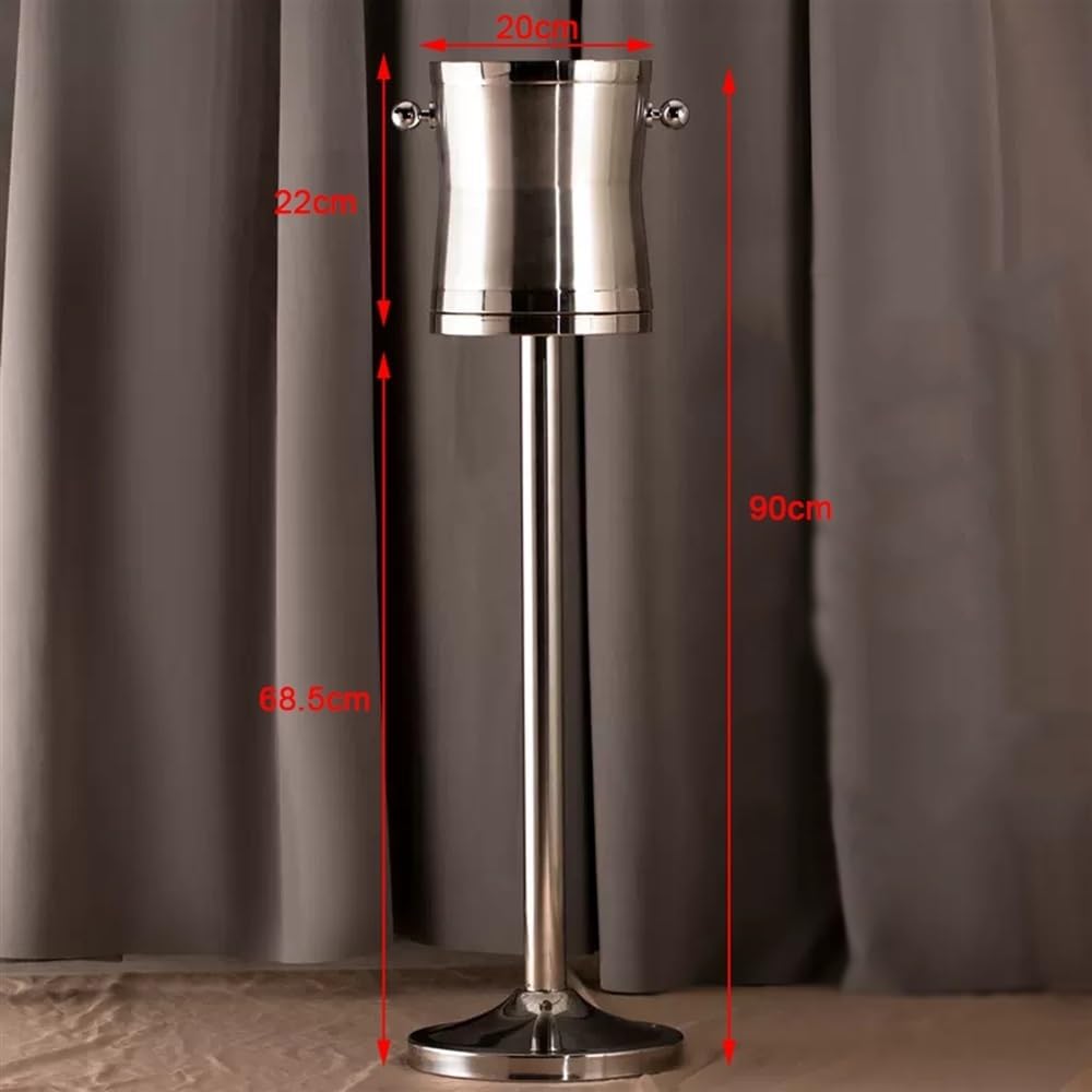 4L Stainless Steel Double Wall Ice Bucket with Stand Wine Chiller Ice Buckets for Parties Festival Bar Outdoor or Indoor Use,Height 35.4 inches