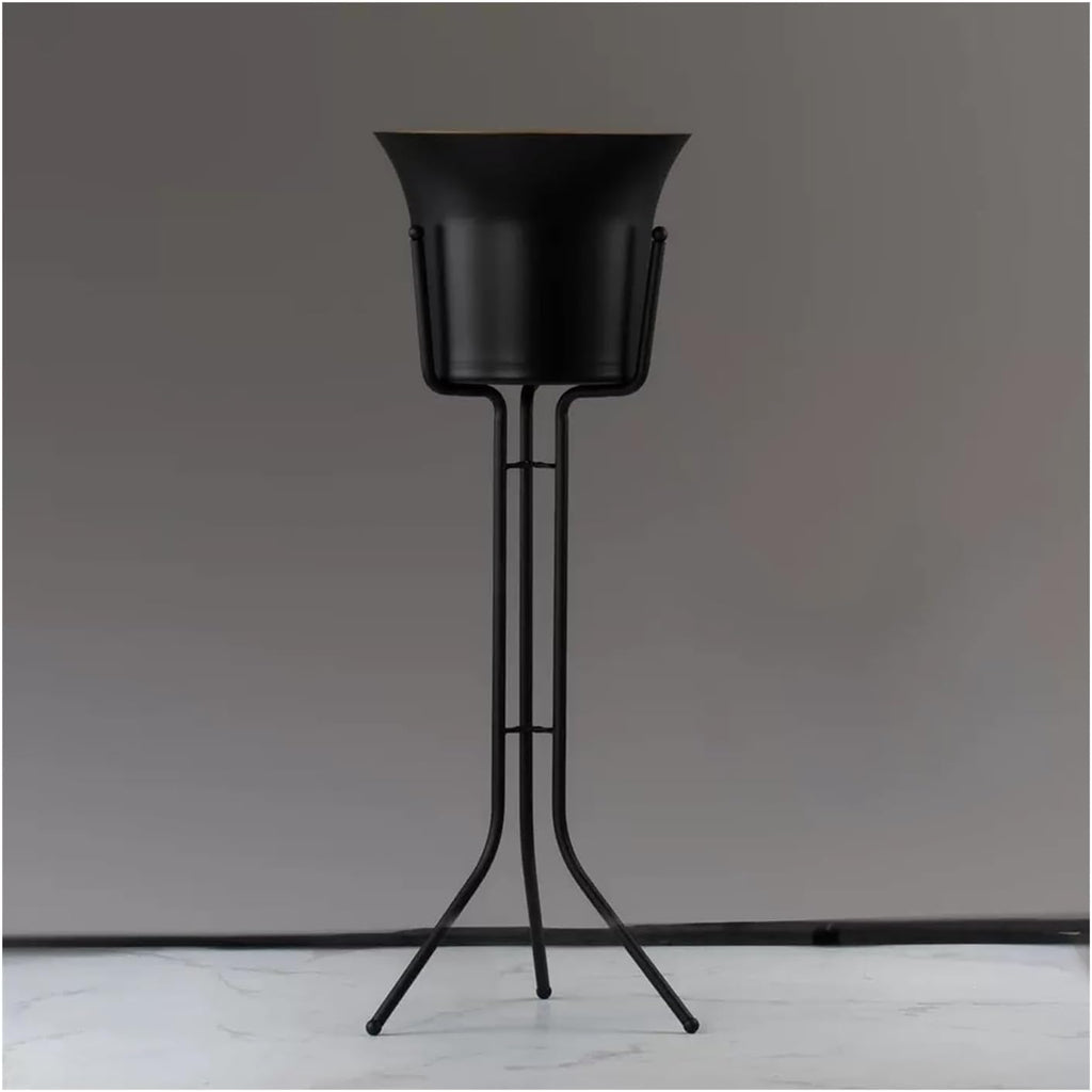 Keep Ice Frozen Longer Stainless Steel Wine Ice Bucket with Stand Chiller on Kitchen and Bar Ware Beverage Barware Accessories for parties(Black)
