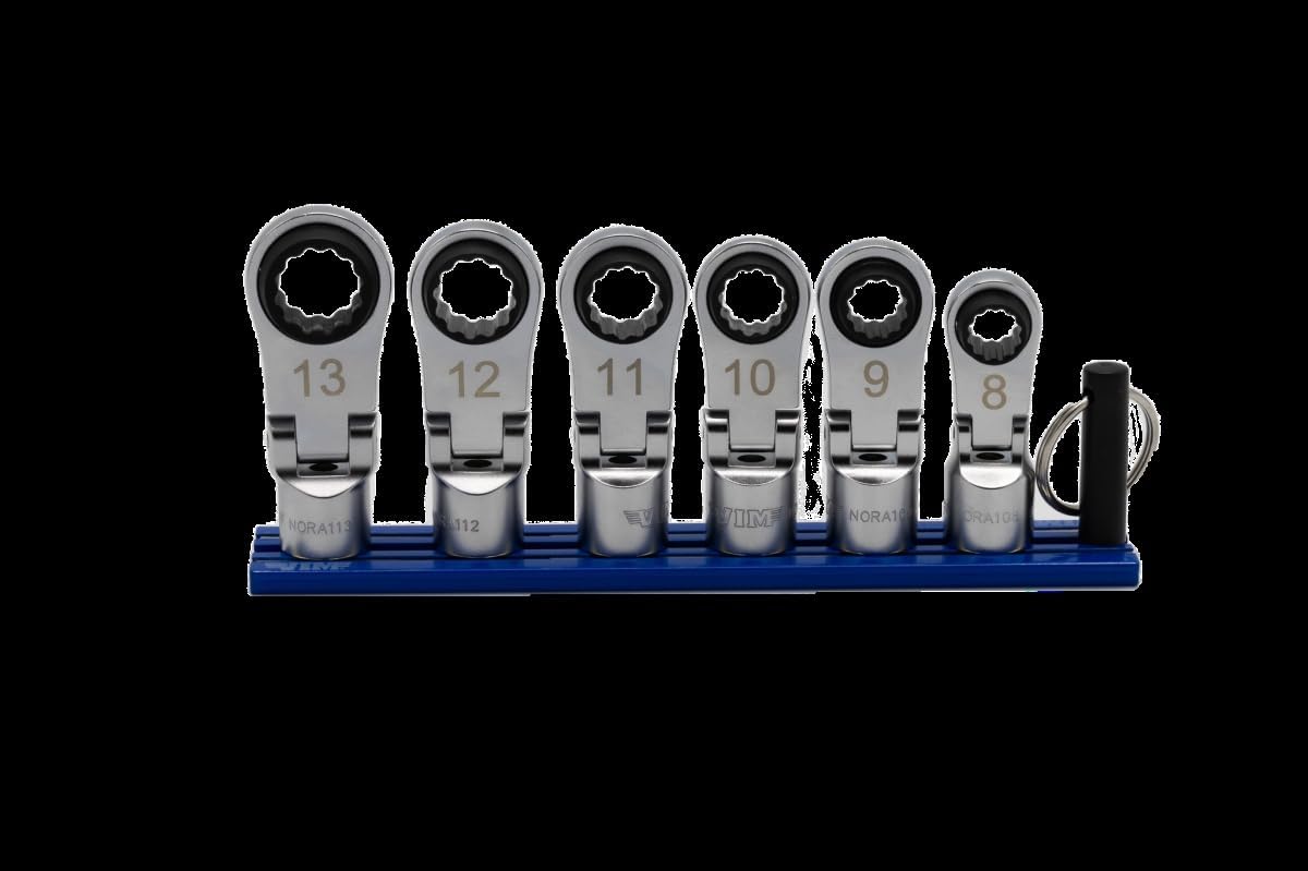 VIM 6 PC. 12PT Nano Flex Offset RATCHETING Attachment Set - 3/8' Drive (8-13MM)