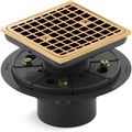 KOHLER 9136-2MB Clearflo Square Design Tile-In Shower Drain, Removable Grid Plate, 2' & 3' PVC Connection, Corrosion Resistant, Vibrant Brushed Moderne Brass