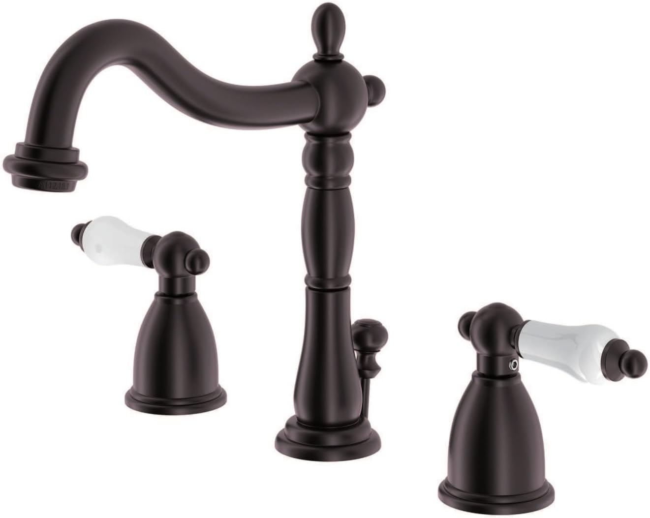 Kingston Brass KB1975PL Heritage Widespread Lavatory Faucet with Porcelain Lever Handle, Oil Rubbed Bronze