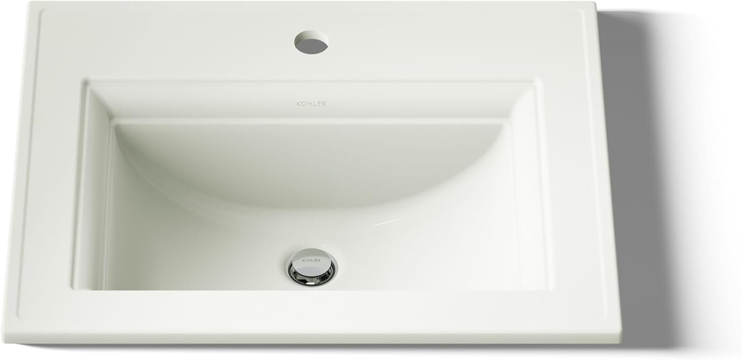 Kohler 2337-1-96 Memoirs® Stately 22-3/4' rectangular drop-in bathroom sink, Biscuit