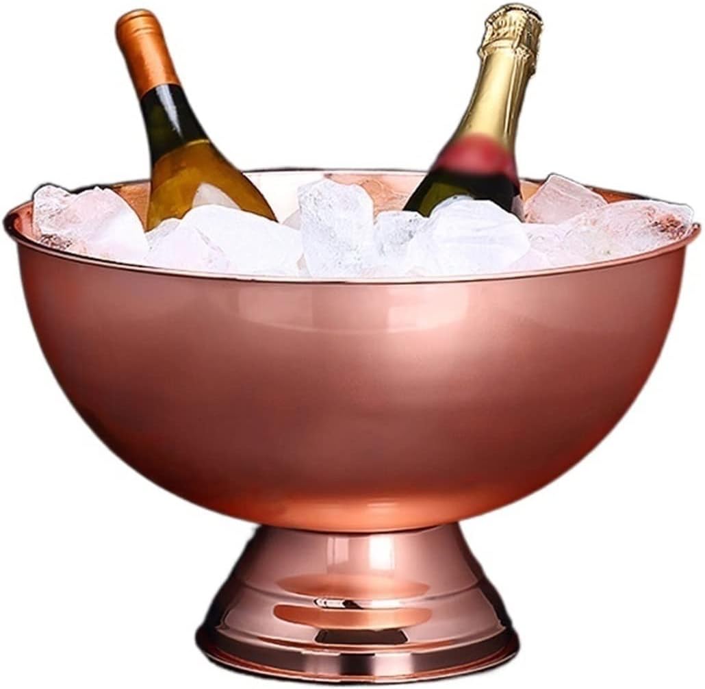 Ice Bucket Stainless Steel Champagne Basin Home Restaurant Champagne Wine Cold Bar Beer Cocktail Ice Bucket Large Fruit Plate Ice Buckets for Parties (Gold)