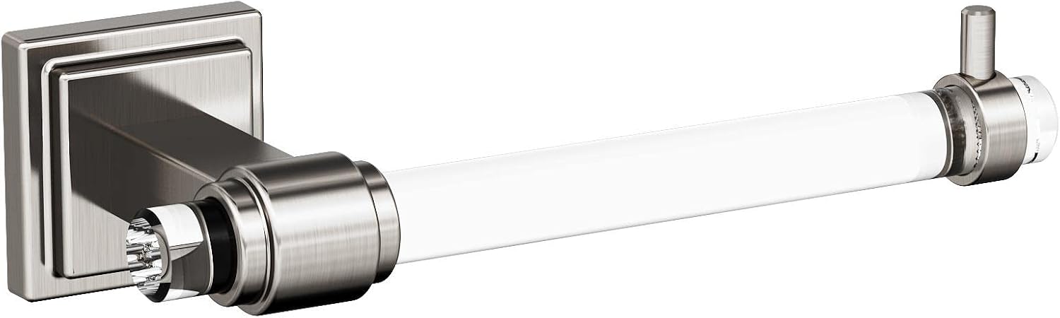 Amerock | Clear/Brushed Nickel | Glacio |Towel Bar | 24 inch (610 mm) | 4 Piece | Bathroom Accessories Set
