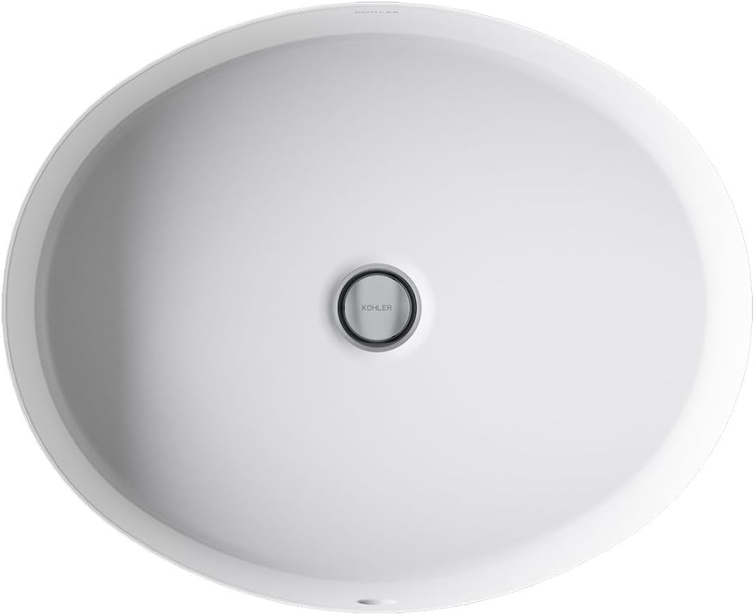 Kohler K-2881-0 Verticyl Oval Undercounter Bathroom Sink, White, One Size