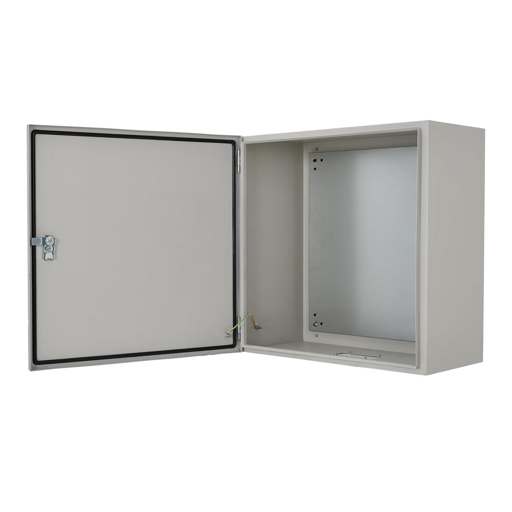 Outdoor Electric Meter Box 24 * 24 * 8inch, IP66 Waterproof Dustproof, NEMA 4X Enclosure Lockable Steel Junction Box with Mounting Plate and 2 Keys, Indoor & Outdoor Use