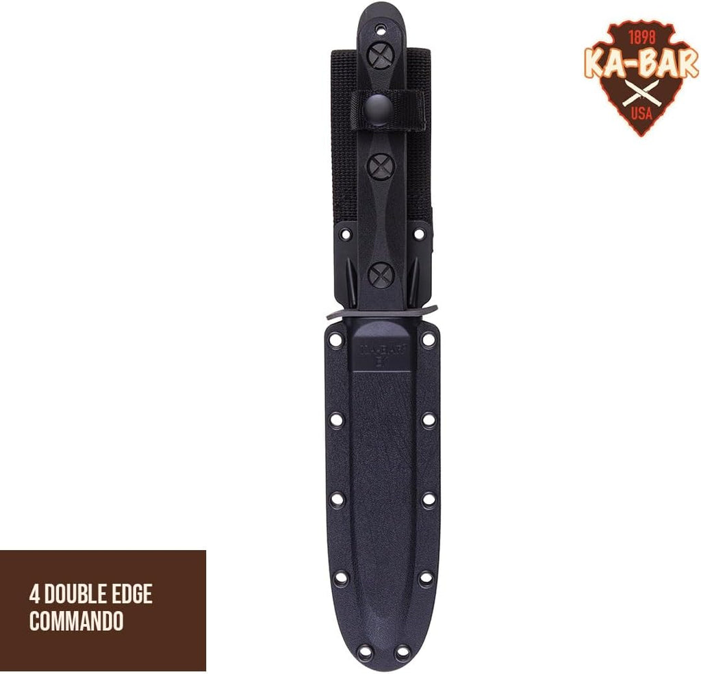 KA-BAR John Ek Commando Knife Co. - EK44 a 6.625 inch 1095 Cro-Van Steel Blade sets in a Glass Filled Nylon Handle 12.625 inch Overall. 56-58 HRC Made in USA