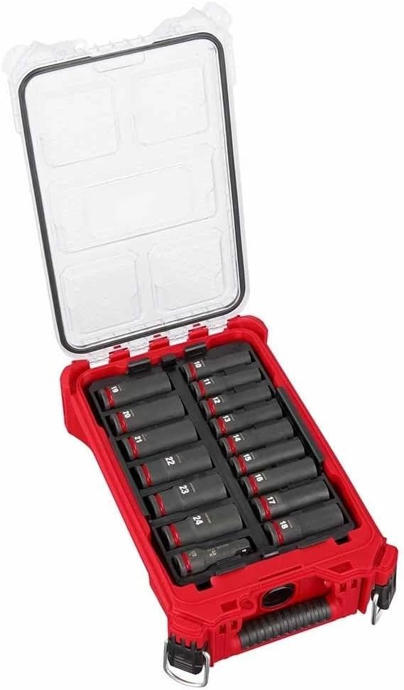 New 49-66-6803 for Milwaukee Impact Duty 1/2' Drive Metric Deep Well Socket Set Non-slip hex geometry with Removable Tray - 16pc