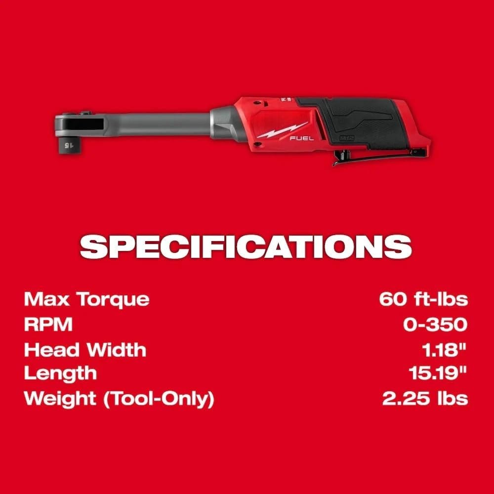3050-20 Brushless Ratchet Wrench for Milwaukee M12 FUEL 12V Extended Reach Box Ratchet w/Socket Set - Bare Tool