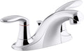 Kohler K-15241-4RA-CP Coralais Two-Handle Centerset Bathroom Sink Faucet with Metal Pop-Up Drain & Lift Rod, Polished Chrome