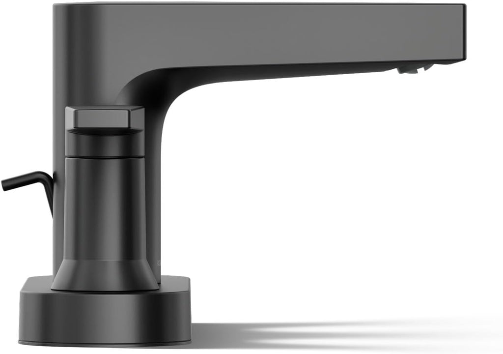 KOHLER K-97031-4-BL Taut Centerset Bathroom Sink Faucet, 1.2 GPM, Two-Handle Faucet, Minimalist Design, Corrosion Resistant, Matte Black