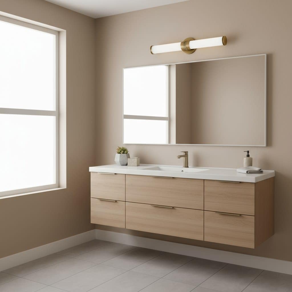 Hinkley Remi 5073CR Integrated LED 36W Bathroom Vanity Fixture with Etched White Glass, 23.75-inch, Etched White Glass, Champagne Bronze