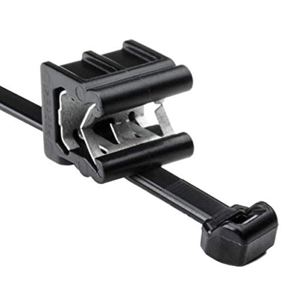 Hellermann Tyton 156-00877 Cable Tie and Edge Clip, 50 lbs, 8.0' Long, EC23, Panel Thickness .12'-.24', PA66HS, Black (Pack of 500)