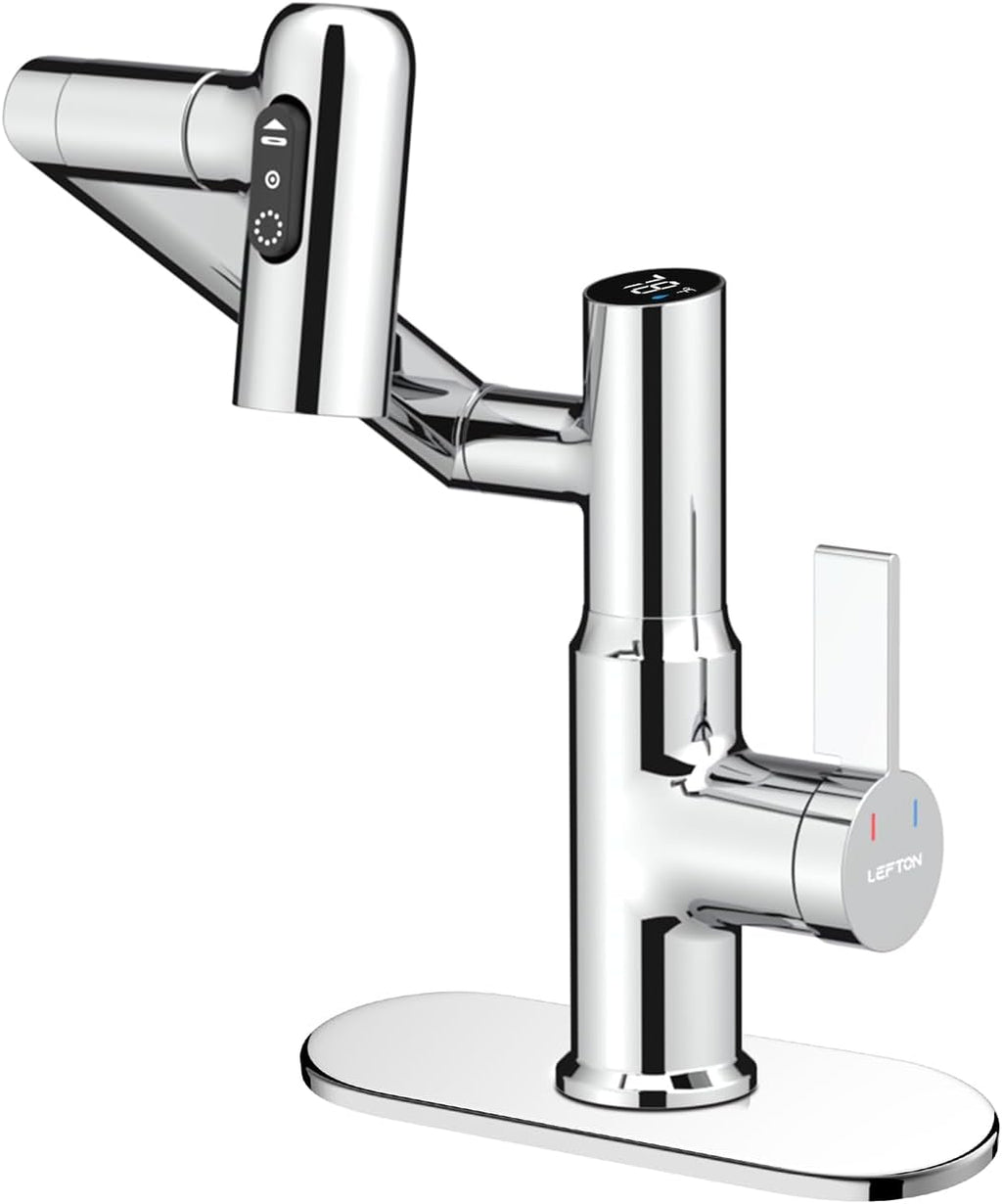 Lefton Rotatable Bathroom Faucet BF2204 with 6' Cover Plate FCP2202, Chrome