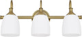 3-Light Champagne Bronze Bathroom Vanity Light Fixtures Over Mirror, Vintage Vanity Lights for Living Room, Milk White Glass Shades, Standard E26 Base