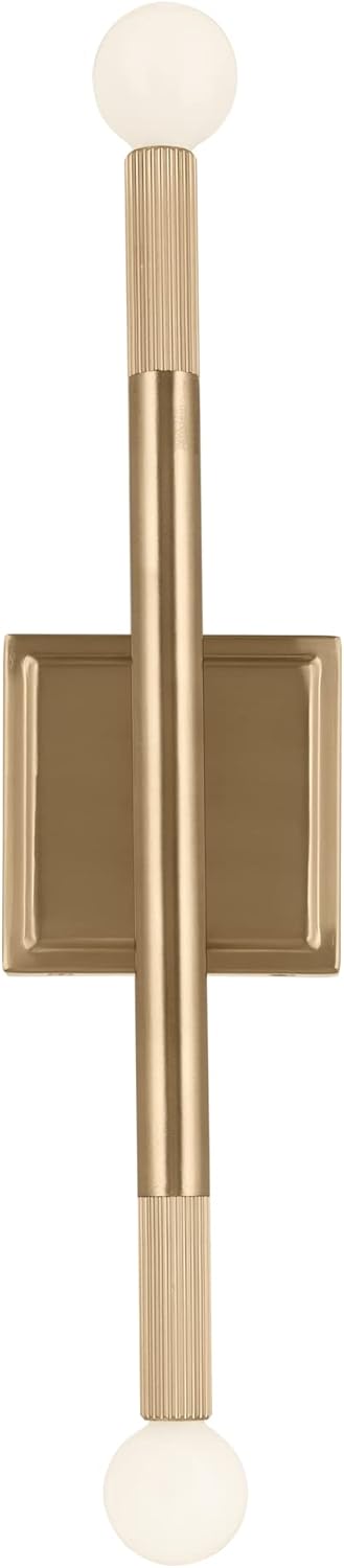 Kichler Odensa 2-Light Wall Vanity, Modern Light in Champagne Bronze, Mount Horizontally or Vertically, for Illuminating Art, TV, Mirrors, Bookshelves, Bed, Vanity, Bar, Hallways (17' x 5'), 52556CPZ