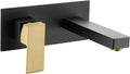 SUMERAIN Wall Mount Bathroom Sink Faucet Black and Gold Finish with Left-Handed Handle and Rough in Valve