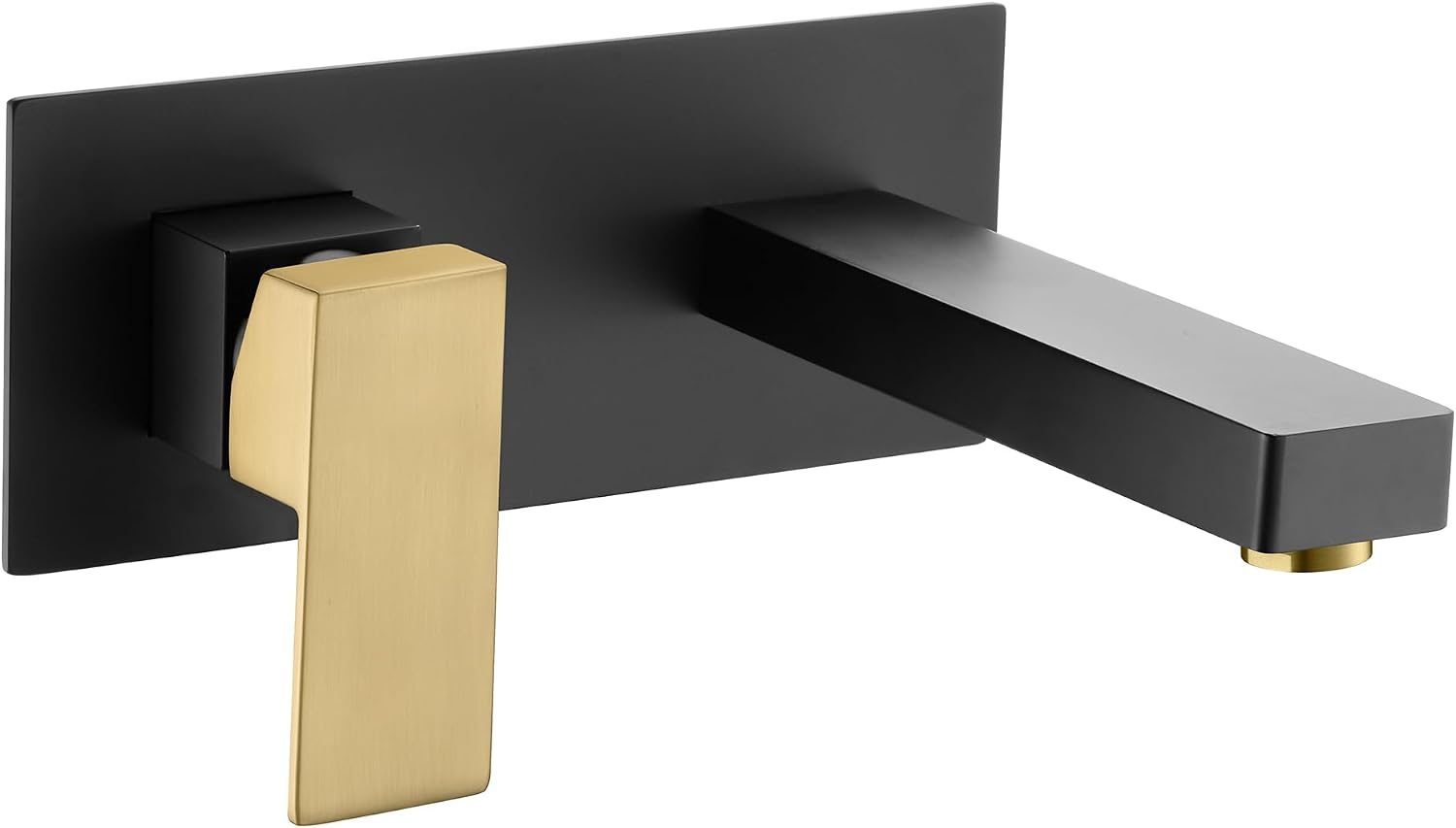 SUMERAIN Wall Mount Bathroom Sink Faucet Black and Gold Finish with Left-Handed Handle and Rough in Valve