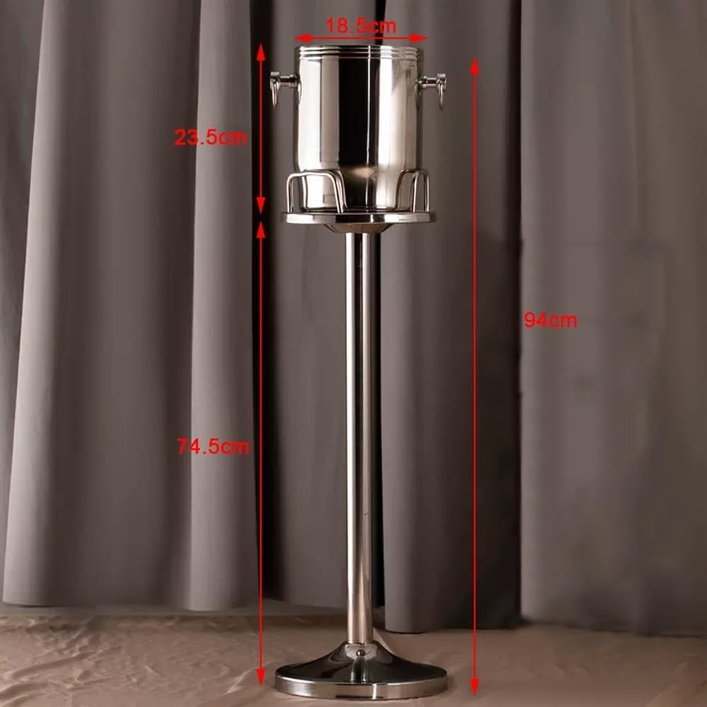【The Life of The Party】Heavy Duty Stainless Steel Ice Bucket with Stand - 2 Handles, Stable Weighted Base, Easy-Clean, Freestanding Beverage Cooler for Champagne, Wine, BBQ, Bar (A)