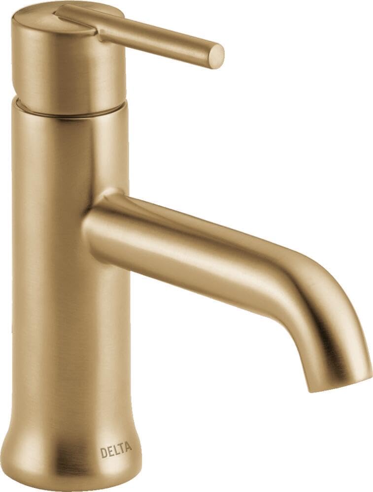 Delta Faucet Trinsic Single Hole Bathroom Faucet, Gold Bathroom Faucet, Single Handle Bathroom Faucet, Metal Drain Assembly, Champagne Bronze 559LF-CZMPU