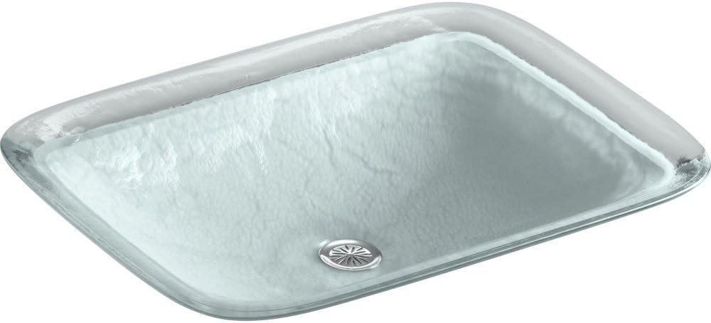 KOHLER K-2773-G2-B11 Inia, ARTIST EDITIONS Rectangle Glass Wading Pool Bathroom Sink, Opaque Dew