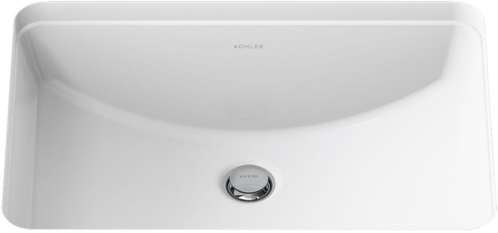 KOHLER 2214-0 Ladena Rectangular Undermount Bathroom Sink With Curved Bottom, 20-7/8' W X 14-3/8' L, White