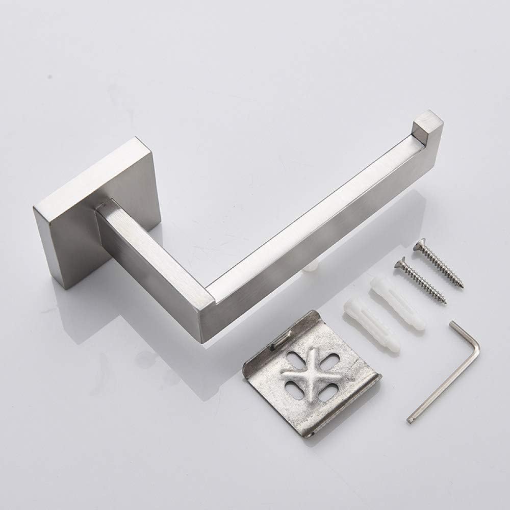 Modern Brushed Nickel Bathroom Hardware - Wall-Mounted Towel Rack, Robe Hook, Tissue Paper & More(Single Paper Holder)