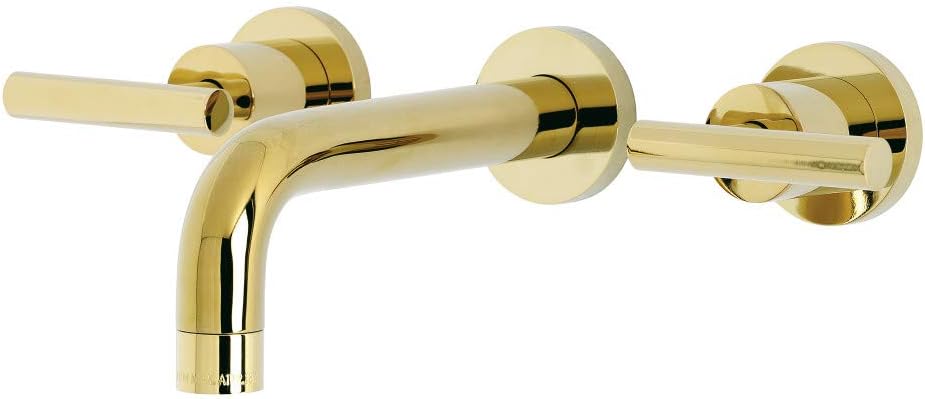 Kingston Brass KS8122CML Manhattan 2-Handle 8 in. Wall Mount Bathroom Faucet, Polished Brass