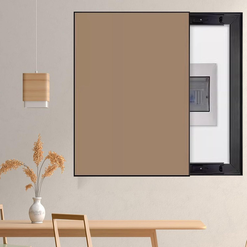 Vertical Breaker Box Cover for Decorative Electrical Panel, Indoor Fuse Box Cover for Wall Artative, Hide Meter Electric Cover with Sliding Design(Brown,40x50cm(15 3/4x19 3/4'))