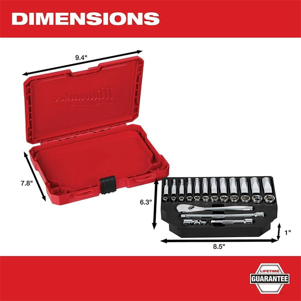4822-9504 1/4-Inch Drive Durable Metric Ratchet and Socket Set - 28pc For Milwaukee