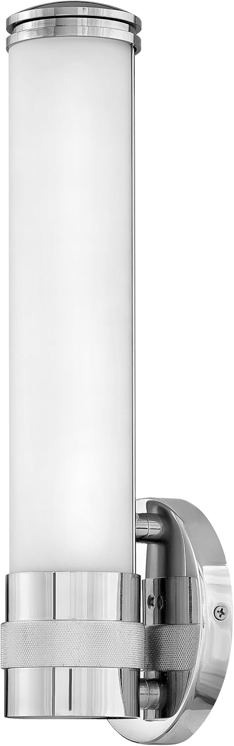 Hinkley Remi 5070CM Integrated LED 16W Bathroom Vanity Sconce, Etched White Glass, Mid-Century Modern, ADA Compliant, Chrome