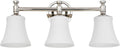 Polsihed Nickel Bathroom Vanity Light Fixtures, Traditional 3 Lights Wall Sconce Lighting with Large Opal Glass Shade, Porch Wall Mount Light Fixture for Bathroom, Mirror Cabinets Hallway Stairs