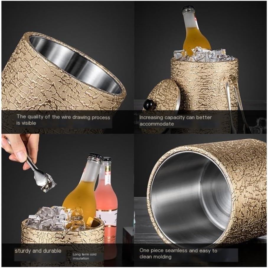 Iice Bucket, Stainless Steel Ice Bucket Filling, Ice Storage Bucket,Ice Bucket for Parties(Brown Gold)