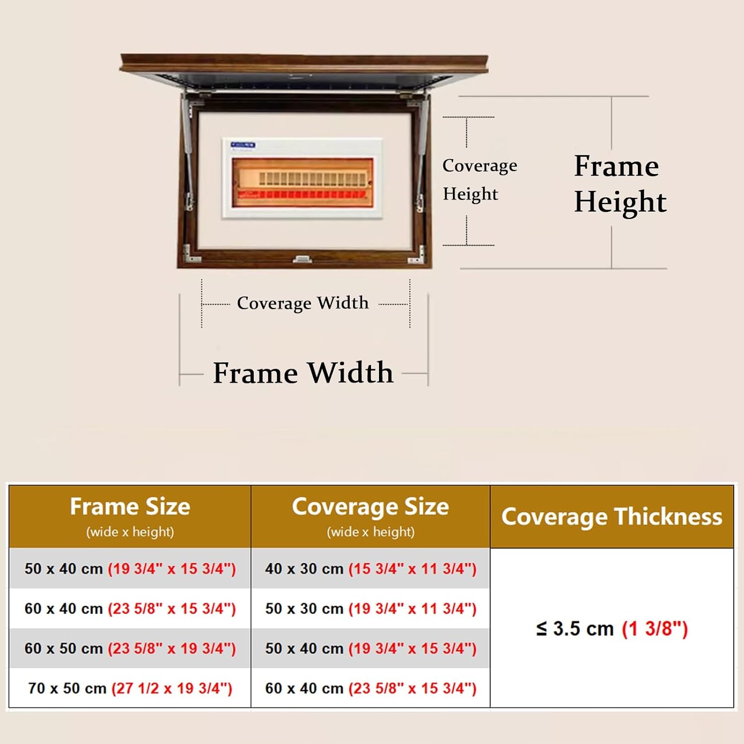 Electrical Panel Cover Retro Electric Panel Cover Decorative, Flip-Up Electricity Meter Box Wall Art, Fuse Box Protective Lid(J,60 x 50 cm (23 5/8' x 19 3/4'))