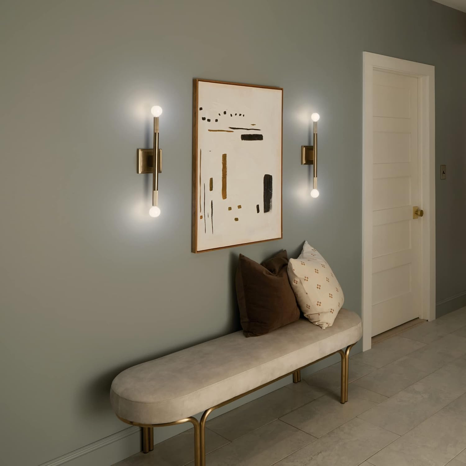 Kichler Odensa 2-Light Wall Vanity, Modern Light in Champagne Bronze, Mount Horizontally or Vertically, for Illuminating Art, TV, Mirrors, Bookshelves, Bed, Vanity, Bar, Hallways (17' x 5'), 52556CPZ