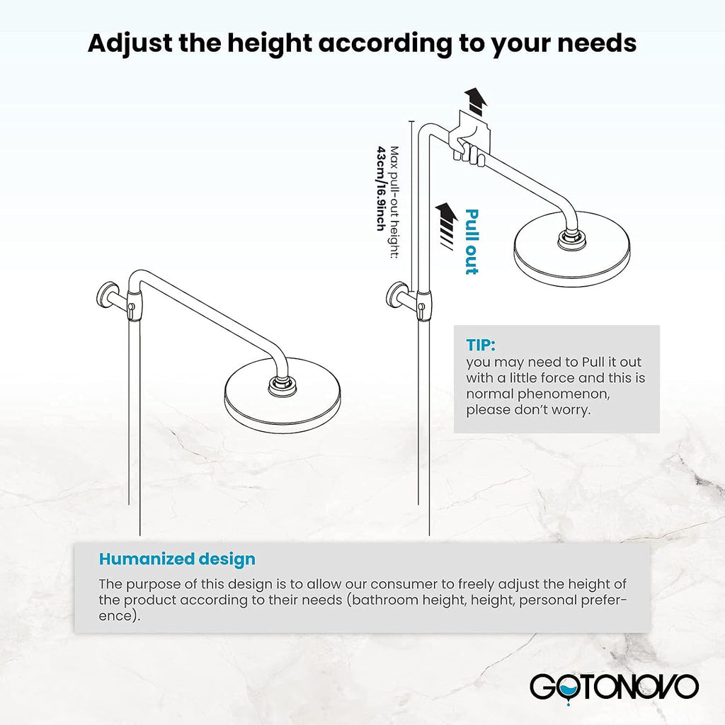 gotonovo Bathroom Shower Faucet Rain Mixer 8 Inch Round Shower Head Double Cross Handle with Tub Spout Wall Mount Bathroom Shower Fixtures 3 Function Metal Handheld Sprayer Brushed Nickel