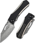 KANSEPT Loki Pocket Folding Knives for Men EDC Camping Folding Knife 2.99'' Damascus Blade Material Pocke Knife with Plain & Black Anodized Titanium Handle Everyday Carry K1058A3