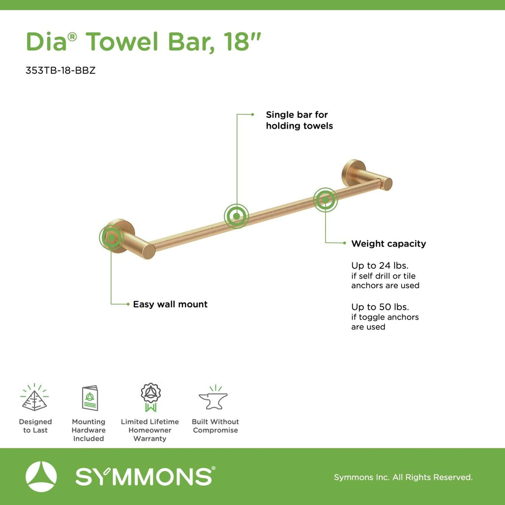 Symmons 35AC4BUNDLEBBZ Bathroom-Hardware, 4 Pieces, Brushed Bronze