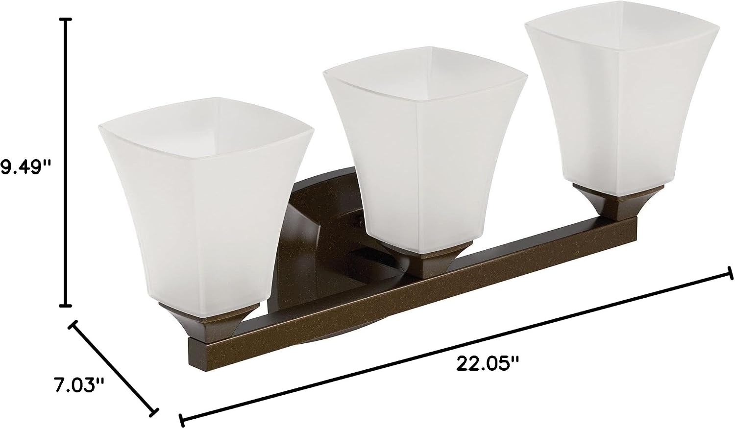 Moen Voss Oil-Rubbed Bronze 3-Light Dual-Mount Bath Bathroom Vanity Fixture with Frosted Glass, YB5163ORB